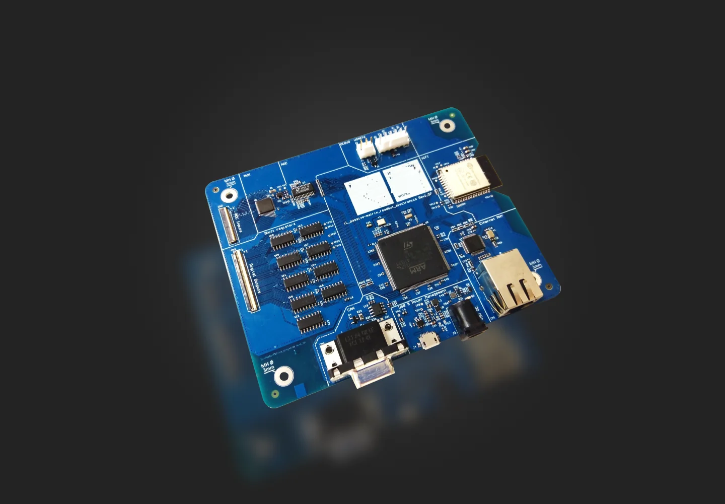 Gas dosing control board with ESP32-S3 module and Ethernet port